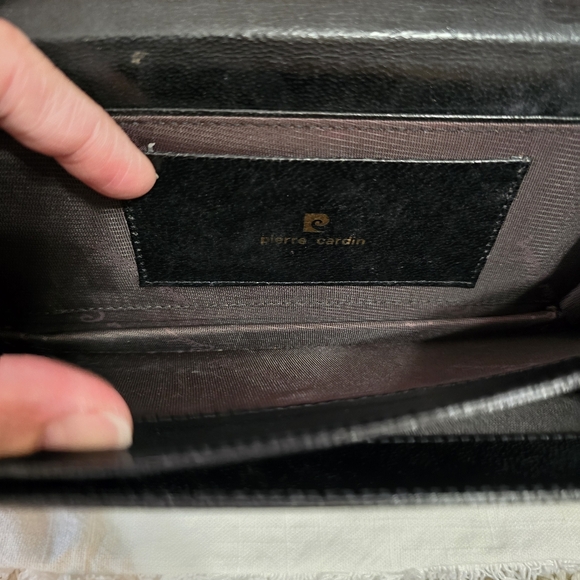 Pierre Cardin Vintage Black Patent Leather Clutch Shoulder Bag Goldtone Chain - Picture 10 of 10